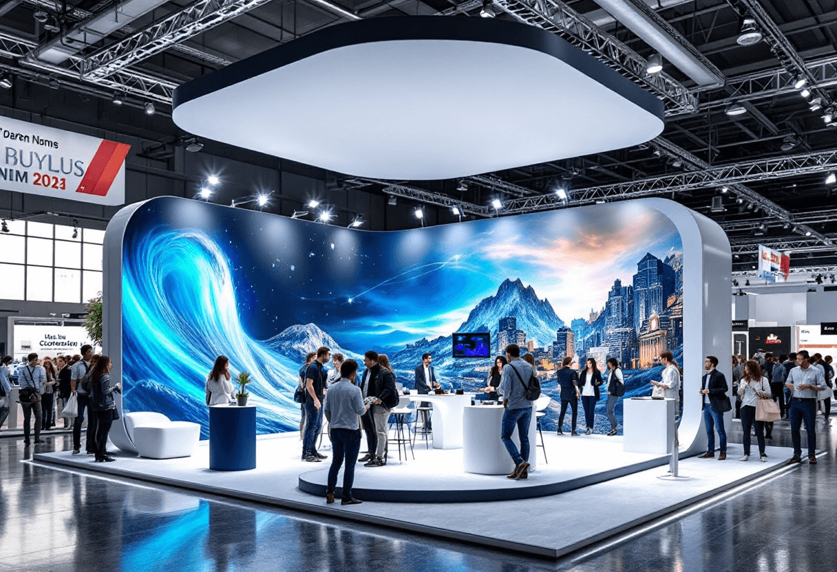 Stand parapluie courbe avec visuel grand format